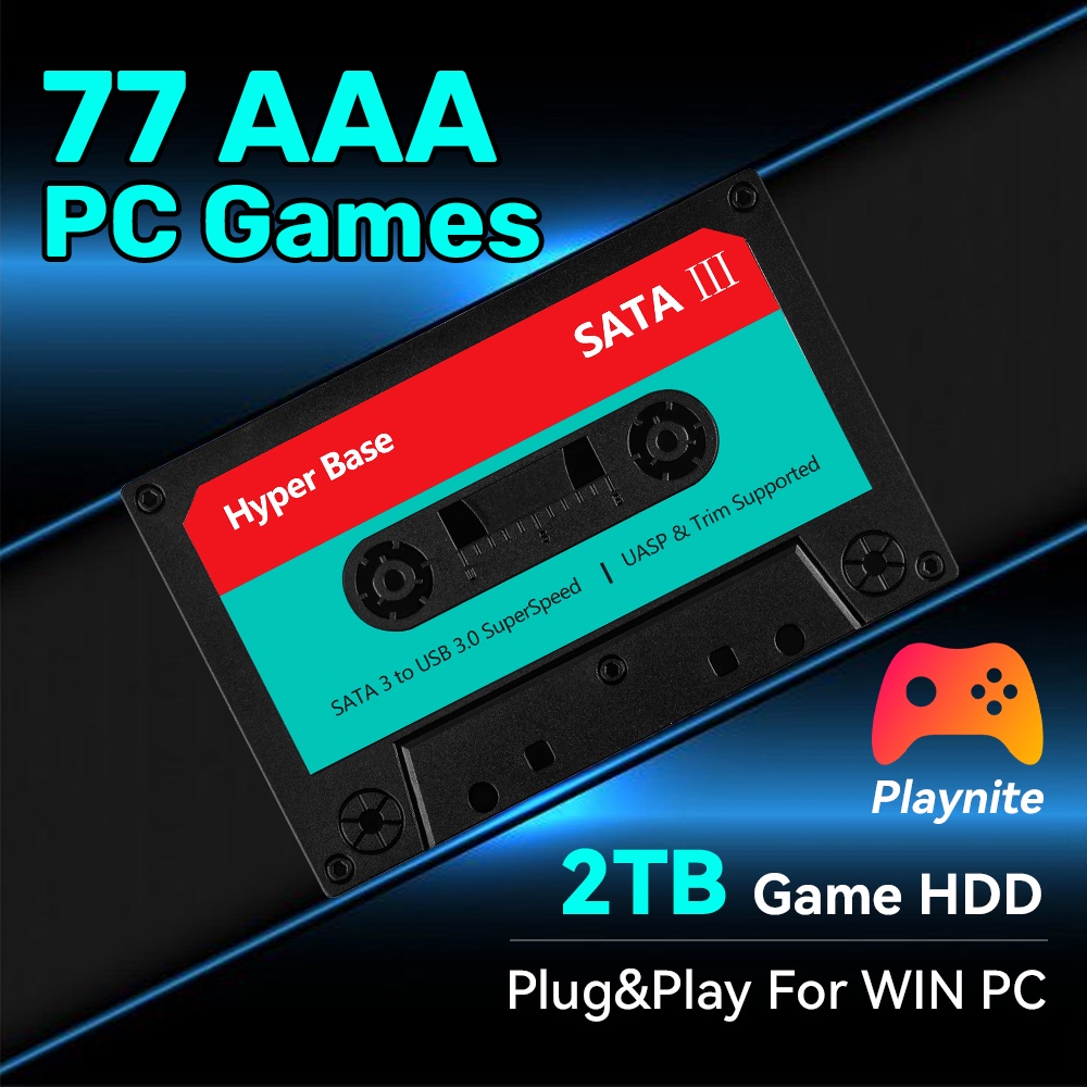 2TB Game Hard Drive&Game Consoles With 77 PC Games AAA Games Plug and Play for Win PC/Laptop 2.5 Inc