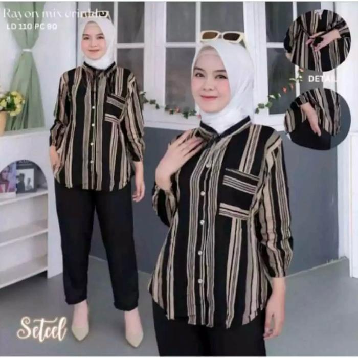 SETELAN WANITA MOTIF SALUR MALIKA // ONE SET WANITA TERBARU // SET PENJAMAS KEKINIAN TERMURAH