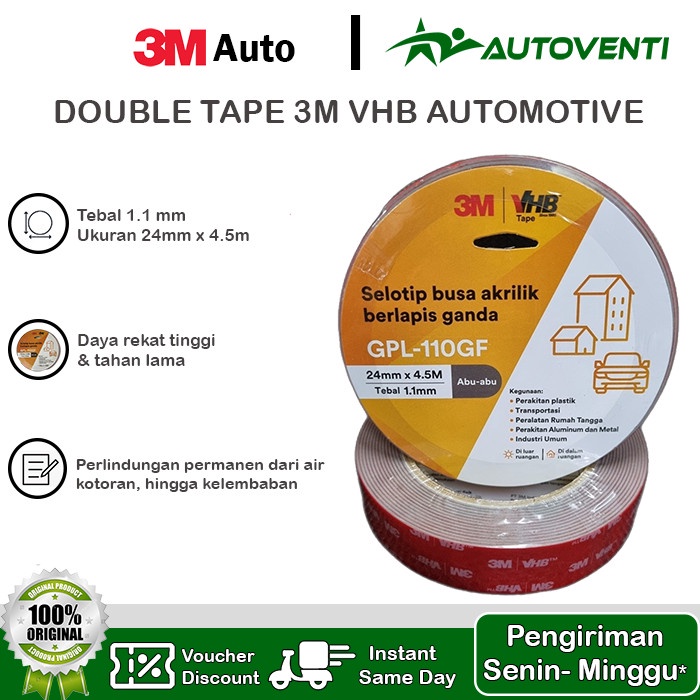 

TERBARU LEM PEREKAT MOBIL DOUBLE TAPE OTOMOTIF 3M VHB 4900 24 mm x 4.5 m