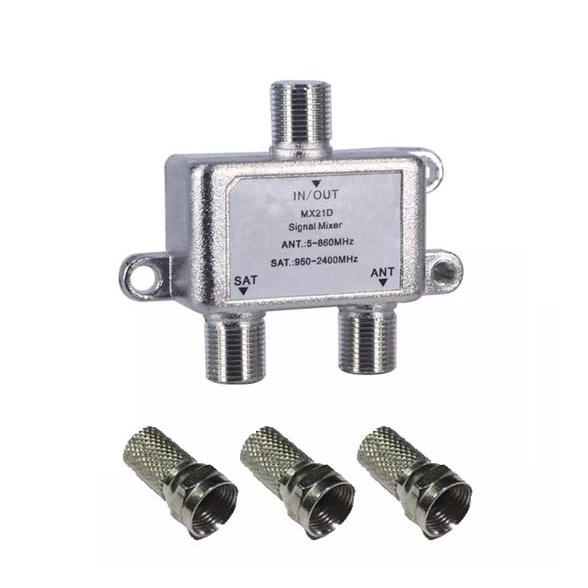 {{{{}}] Splitter Mixer Combiner Antenna Antena 2 in 1 Sinyal TV dan Satelite