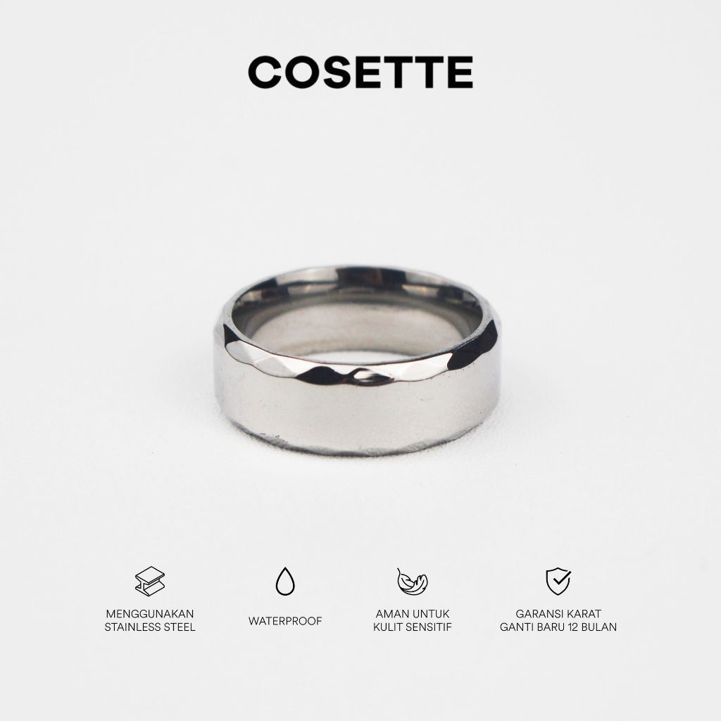 Cincin Asymmetry Stainless Titanium Ring Cosette Anti Karat Pria Wanita Dw05