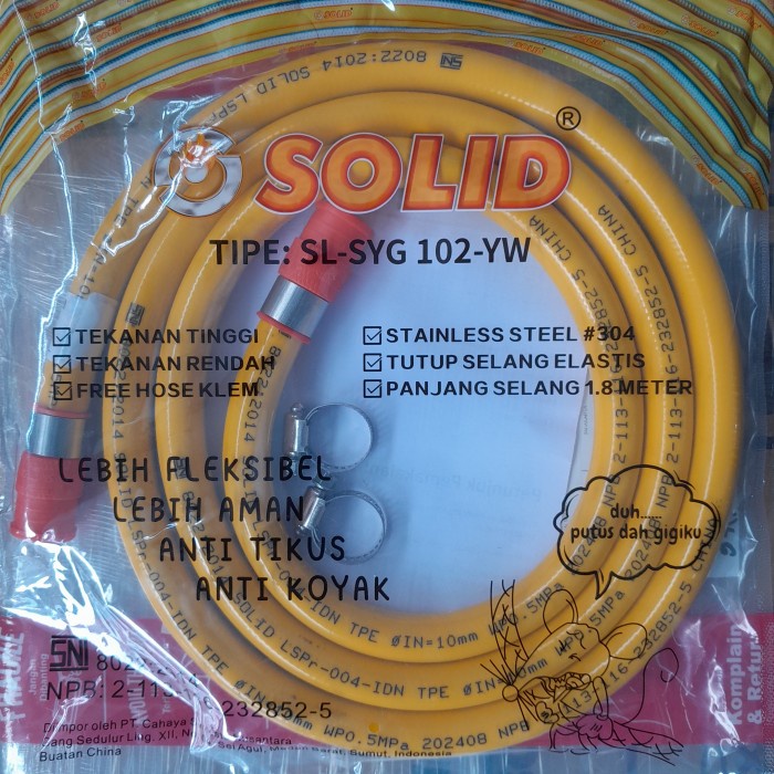 SELANG GAS FLEKSIBEL PREMIUM SOLID ANTI TIKUS LAPIS BAJA 1,8 METER