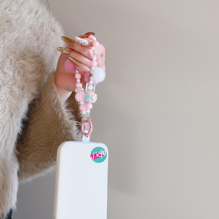 Najwa Gadget Jryu Gantungan Hp Korea Two Tone Fur Ball , Gantungan Gelang ,Gantungan Tas