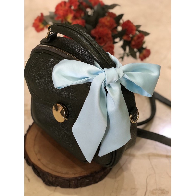 BnYk,Stock- Mini Syal Scarf Leher / Dasi Kecil / Ikat Rambut Aksesoris Tas - Warna Polos Merah Biru