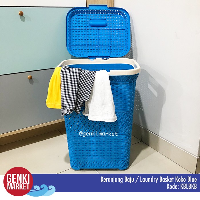KERANJANG BAJU KOTOR PLASTIK TUTUP / TEMPAT BAJU KOTOR / LAUNDRY BASK
