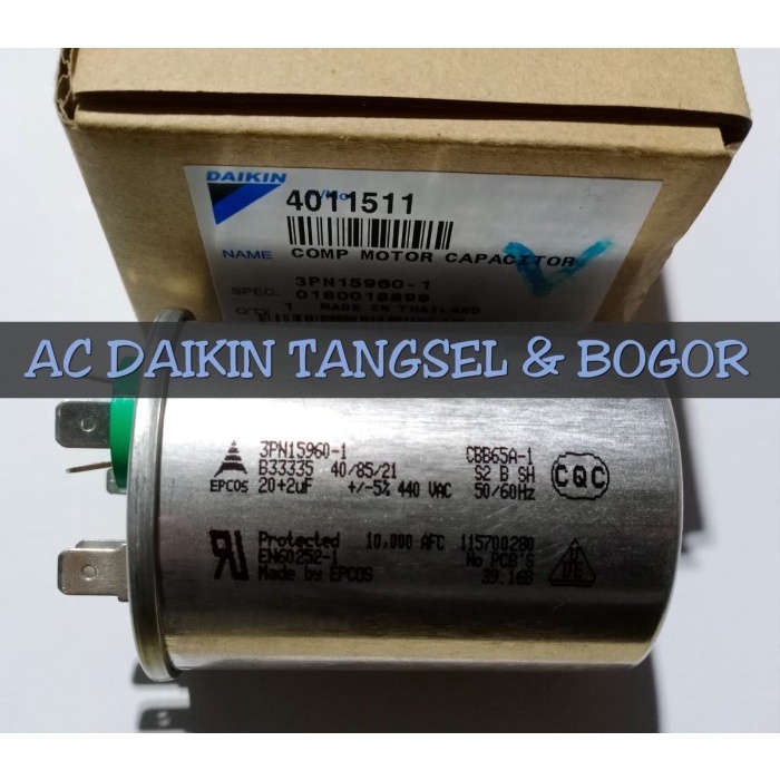 Capacitor Kapasitor Ac Daikin 1/2Pk 3/4Pk Ftne15Mv14 Ftne20 20+2Uf Ori