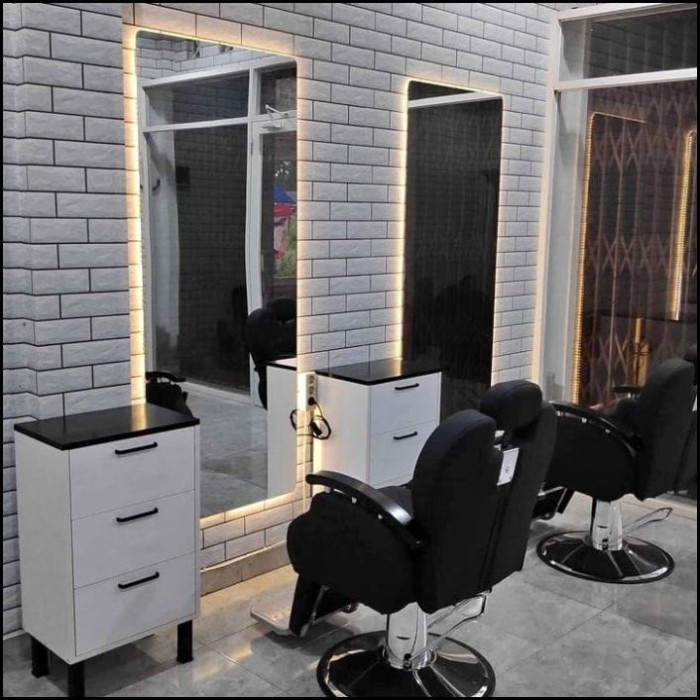 meja kaca barbershop / cermin barbershop