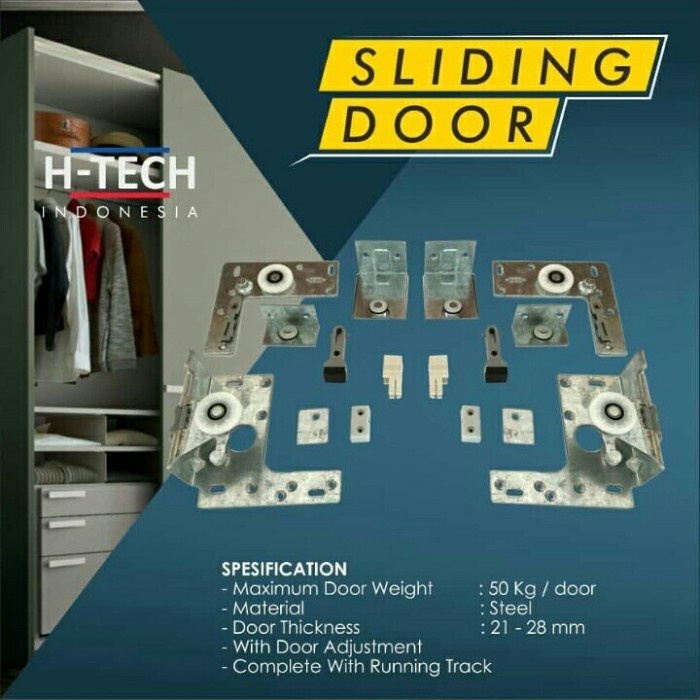 rel sliding H-tech roda sliding gantung 2 pintu