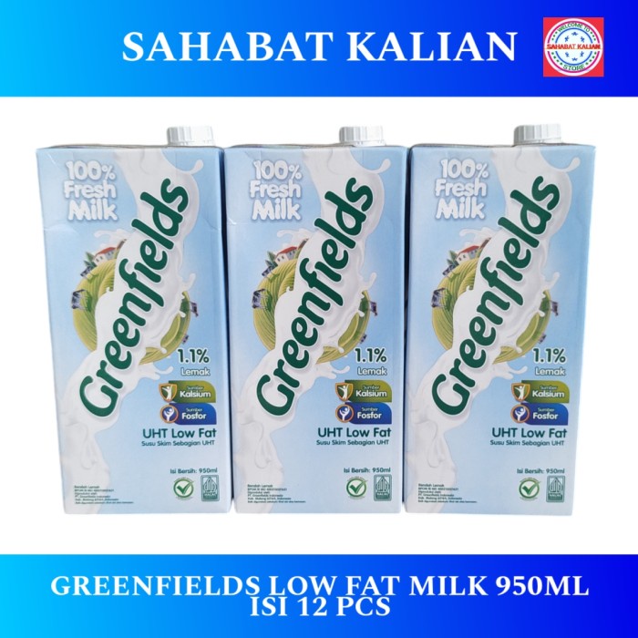 

Susu Uht Greenfields Low Fat 1 Liter 1 Karton 12Pcs Best Seller