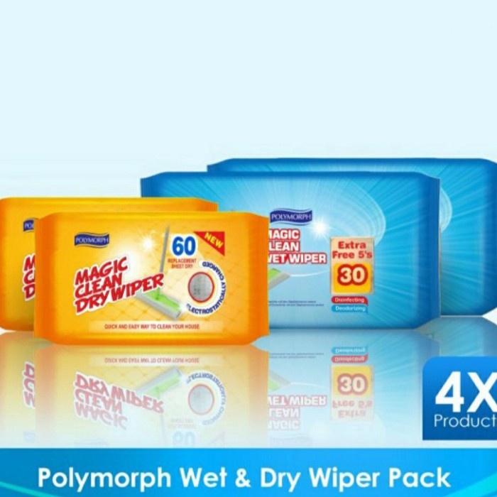 Magic Clean Polymorph wet &dry (tisue lantai 2 bh basah & 2 bh kering)
