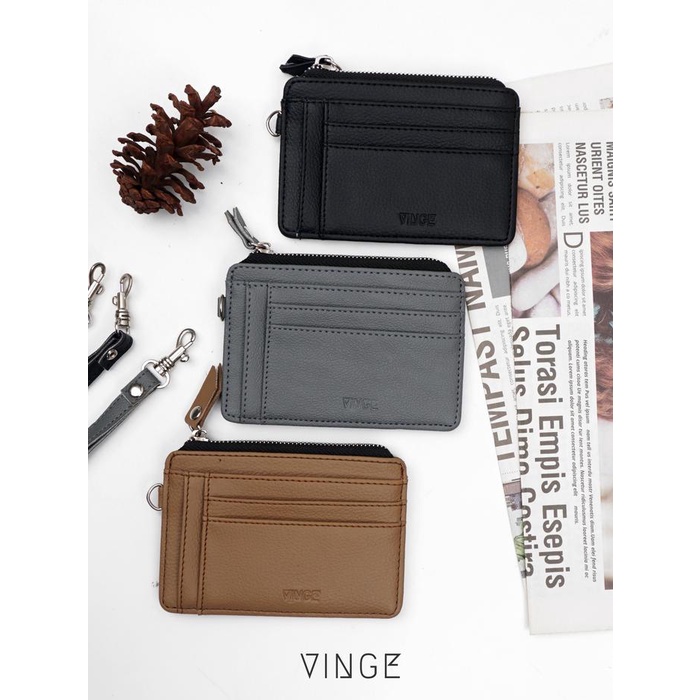 Taspure- Vinge Dompet Kartu Card Holder Dompet Gantung Kulit Imitasi 8 Slot Dompet Pria Wanita