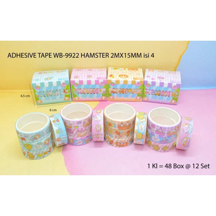 

^^^^^] washi tape isi 4 roll ukuran 15mm x 2 meter hamster, bunny, summer, rabbit, space keluaran