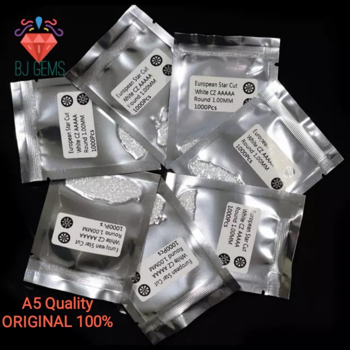 Cap- A5 Quality Permata Cubic Zirconia Tabur 0.7 - 3.0 Mm Per Pack 100-1000