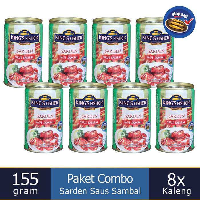

Paket 8 pcs King's Fisher Sarden mini saus sambal Makanan Kaleng 155g
