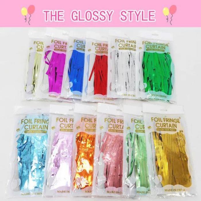 Mntb" Tirai Foil Rumbai Foil Backdrop Tirai Ultah Tirai Ultah Warna Warni Buah