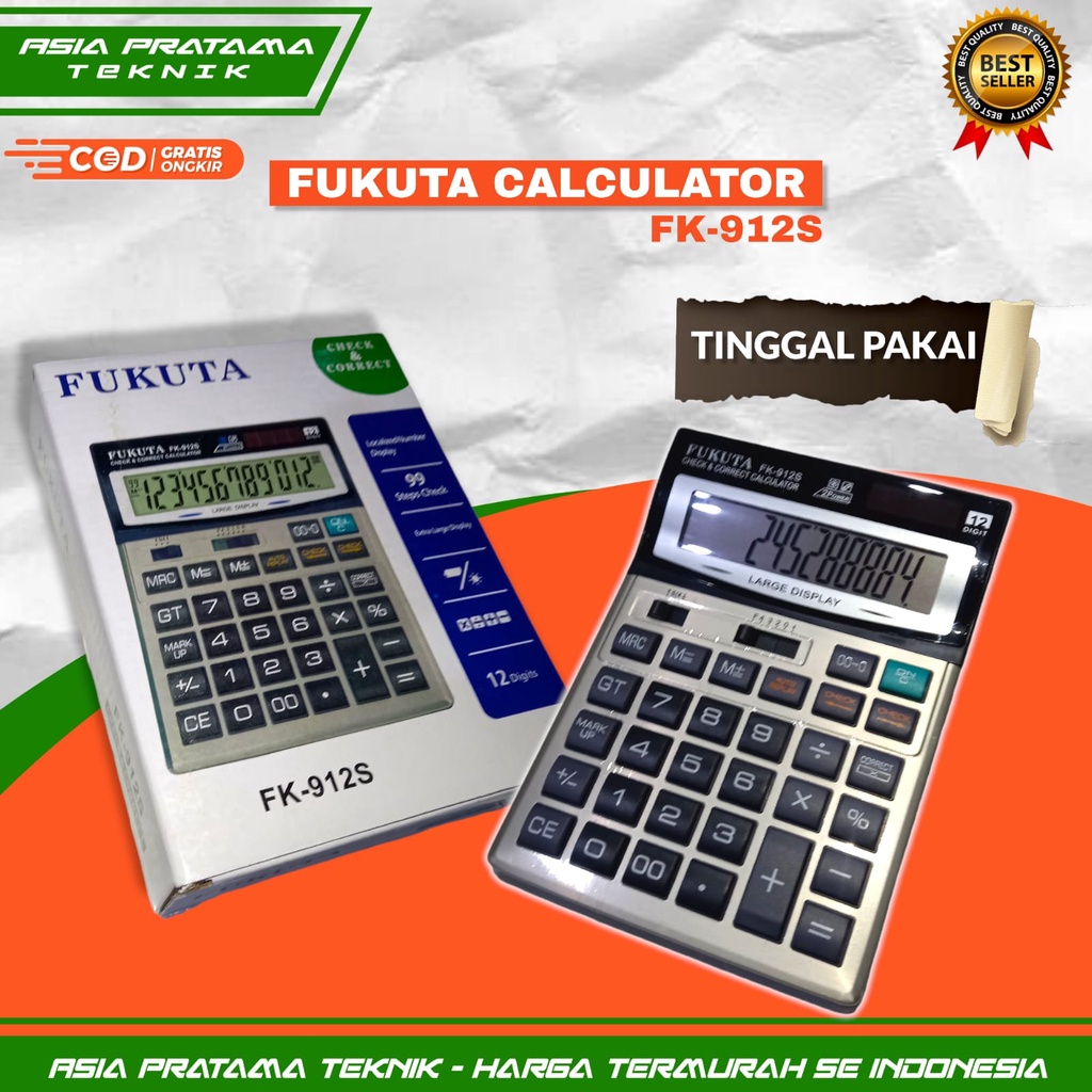 

BISA COD ! Kalkulator 12 Digit / Alat hitung FUKUTA FK-912S BERKUALITAS BISA LANGSUNG DI GUNAKAN