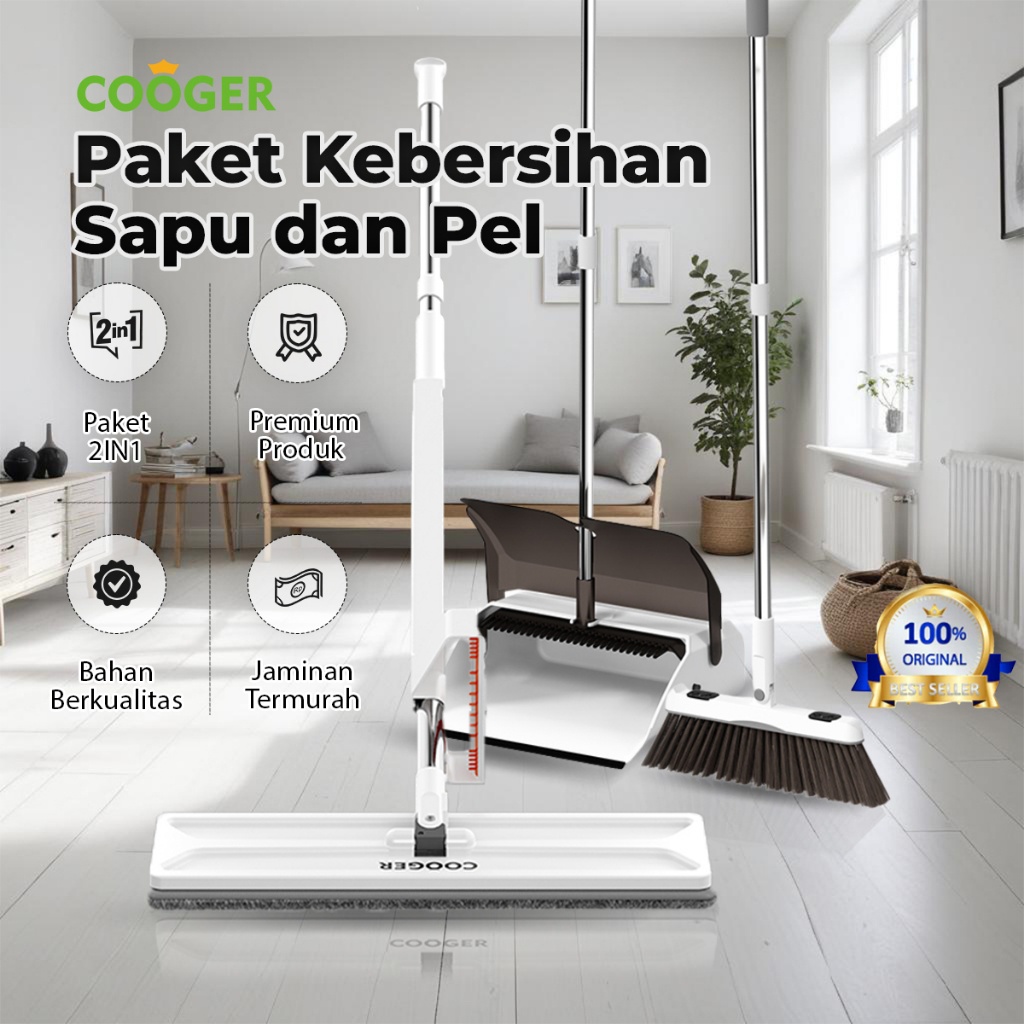 COOGER SAPU PENGKI OTOMATIS DAPAT DITEKUK SET SAPU DAN ALAT PEL STANDING PERAS OTOMATIS STANDING MOP