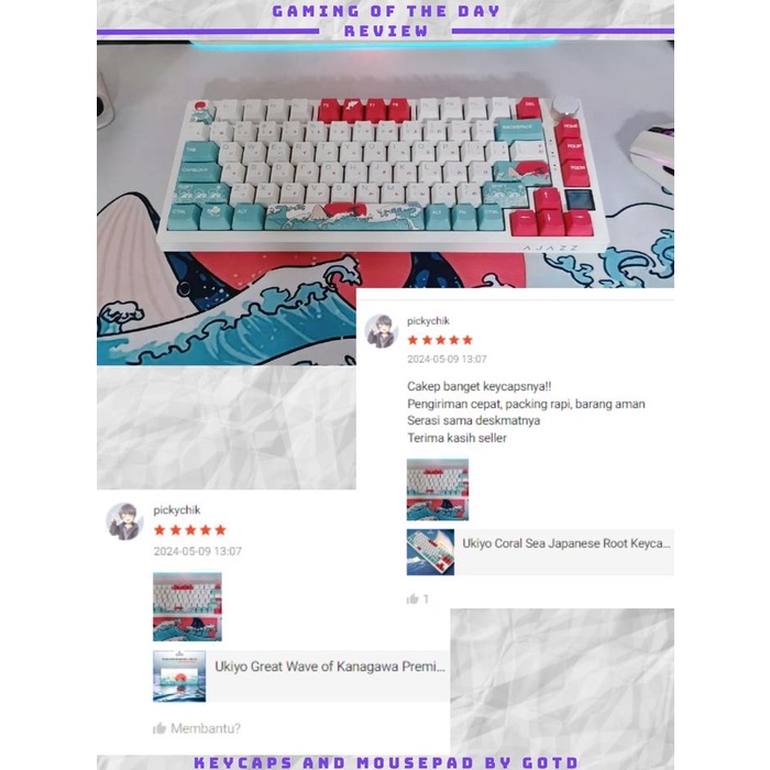 UKIYO CORAL SEA JAPANESE ROOT KEYCAP OEM PROFILE PBT MECHANICAL KEYBOARD