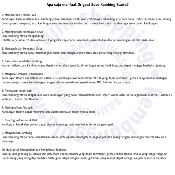 

Terlaris- Origoat Susu Kambing Ettawa Asam Lambung