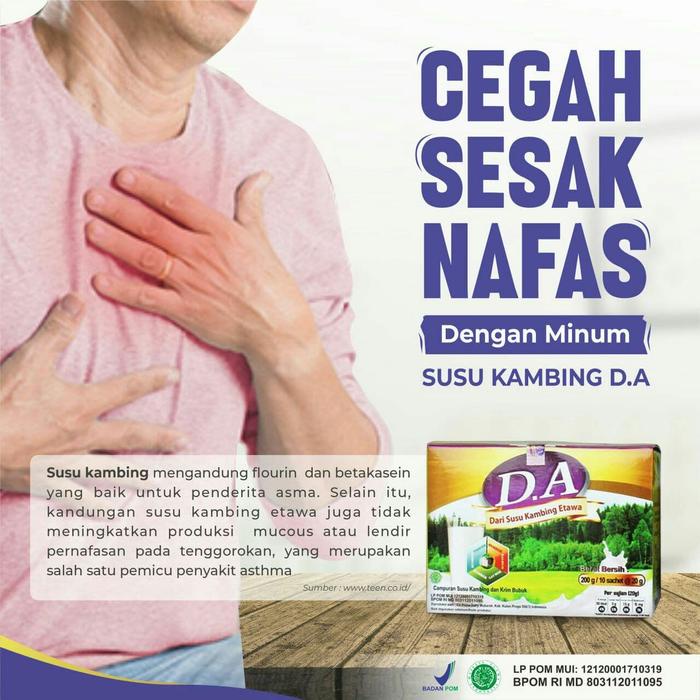 

Terlaris- Susu Etawa D.A 3X Atasi Masalah Pernafasan-Susu Kambing Etawa Bpom