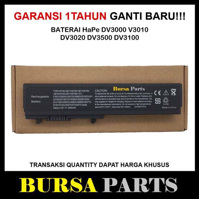 BATERAI HAPE PAVILION DV3000 DV3500 DV3100 HSTNN-OB71