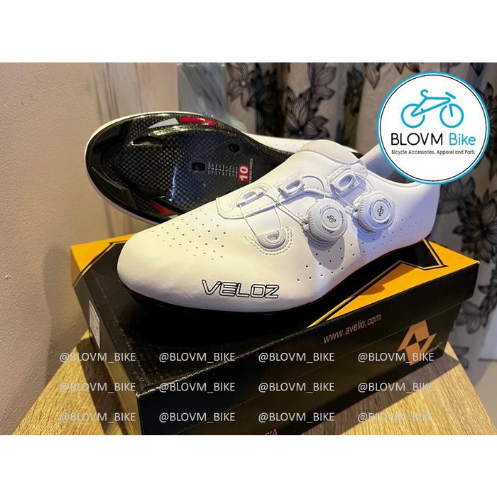 Murah.. Sepatu Sepeda Carbon Veloz Avelio Carbon Putih Roadbike