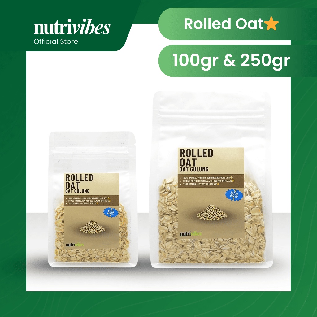 

Rolled Oat Gandum (Personal Pack 100gr & 250gr) - Nutrivibes
