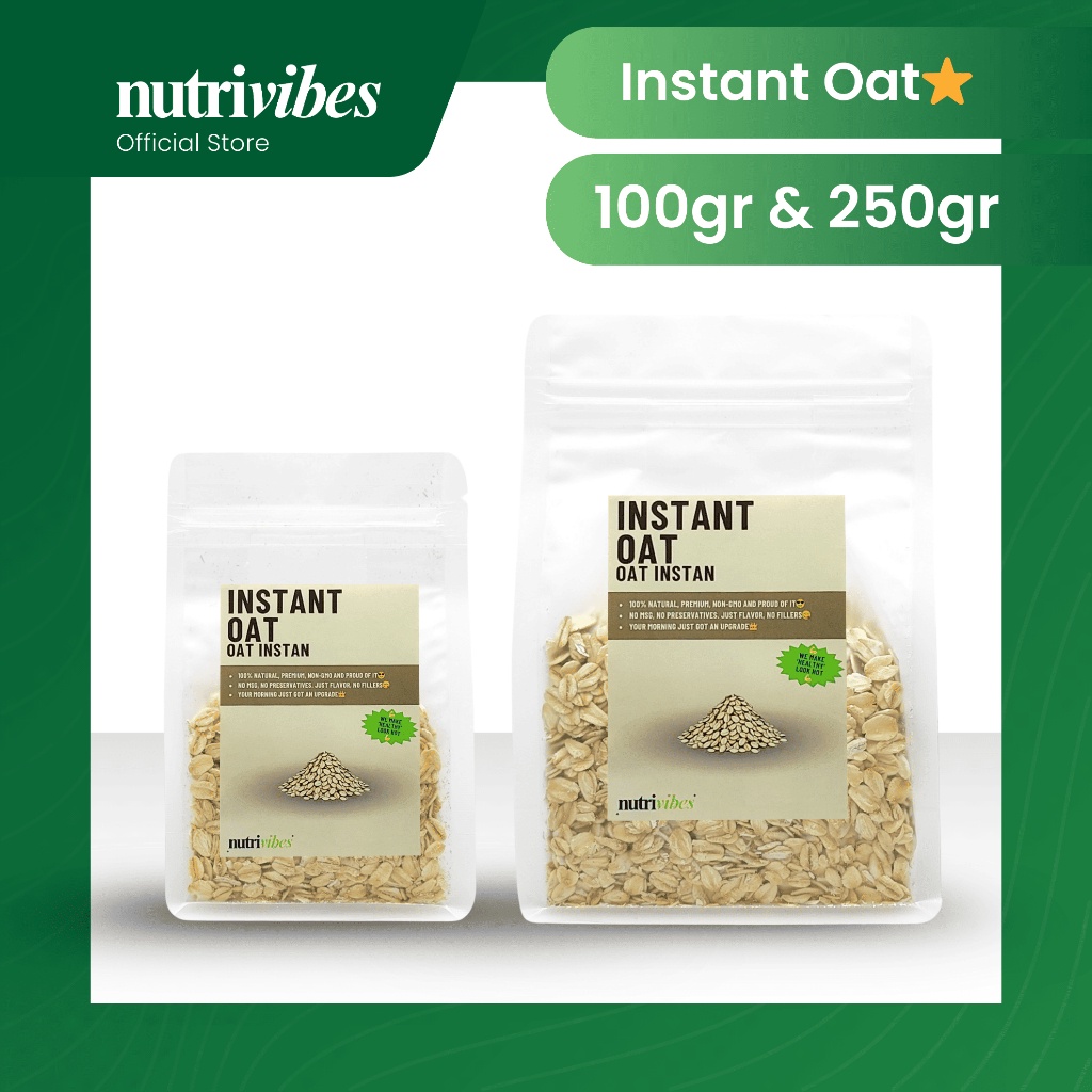 

Instant Oat Gandum (Personal Pack 100gr & 250gr) - Nutrivibes
