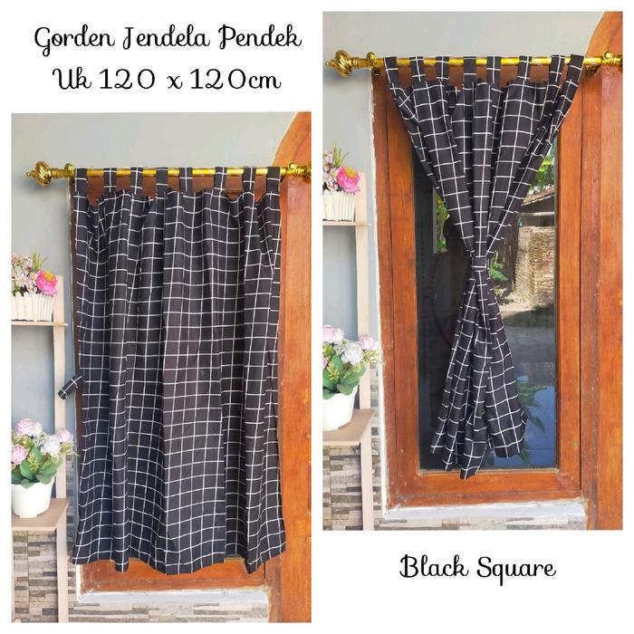 OBRAL Gorden Jendela Pendek - Gorden Jendela Kamar - Gorden Minimalis 120x120 Kain Katun Jendela