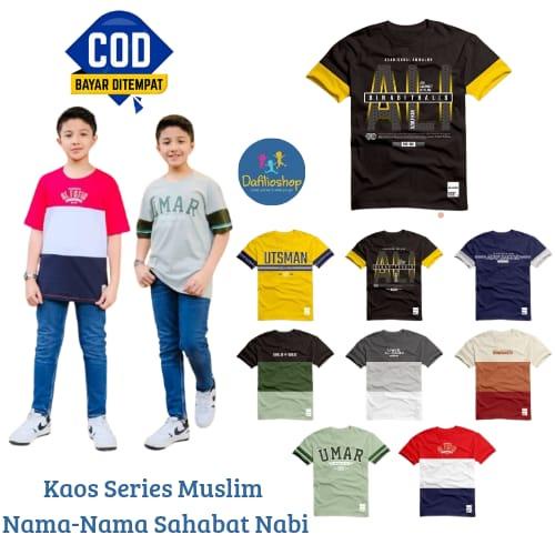 Stycil- Kaos Anak Laki Laki Remaja Lengan Pendek Baju Muslim Sahabat Nabi
