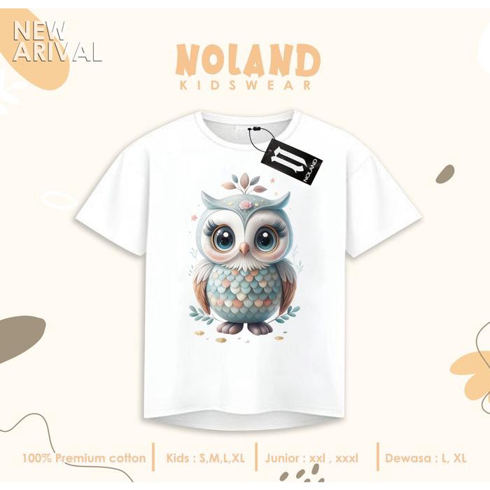 Lucika- kaos anak usia 1-14th motif burung hantu Katun