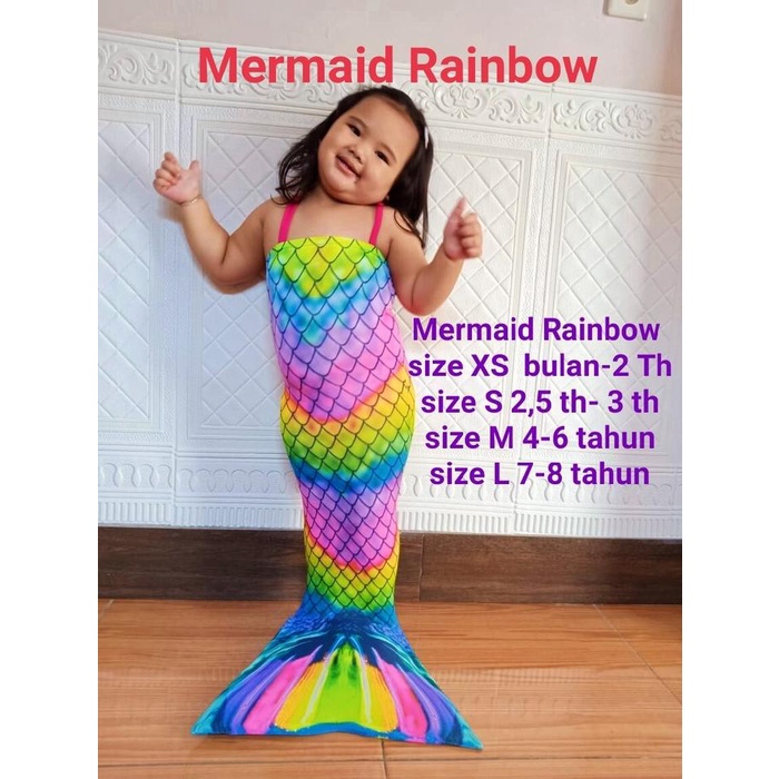 Promo Baju Kostum Renang Mermaid/Putri Duyung Motif RAINBOW (Baju Aril)