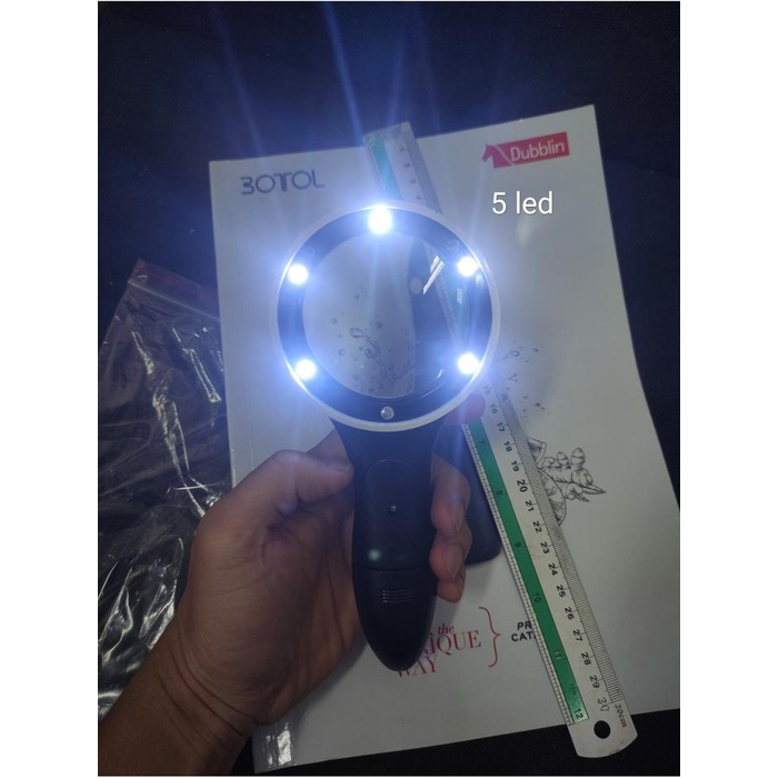 

^^^^^] kaca pembesar uv + led 5 buah lampu th 600559 H tinggi 18,5 cm x 6.5cm