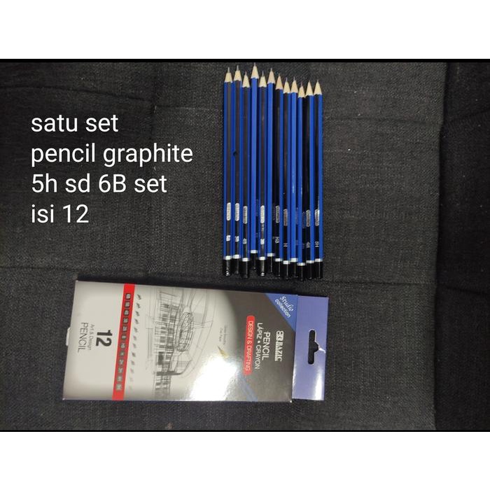 

siap kirim] pensil graphite set bazic studio collection 12 pensil ukuran 5H sd 6B