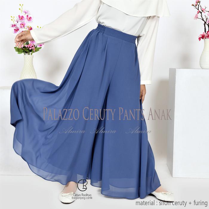 Lucika- Kulot Anak Perempuan Tanggung 6 8 10 12 tahun Panjang Model Payung Lebar Palazzo Sifon