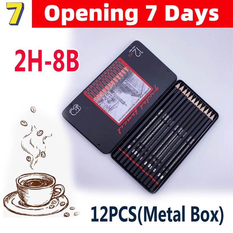 

12 pcs Pensil gambar sketsa set lengkap 2H H F B HB 2B 3B 4B 5B 6B 7B 8B Charcoal Pencils Set