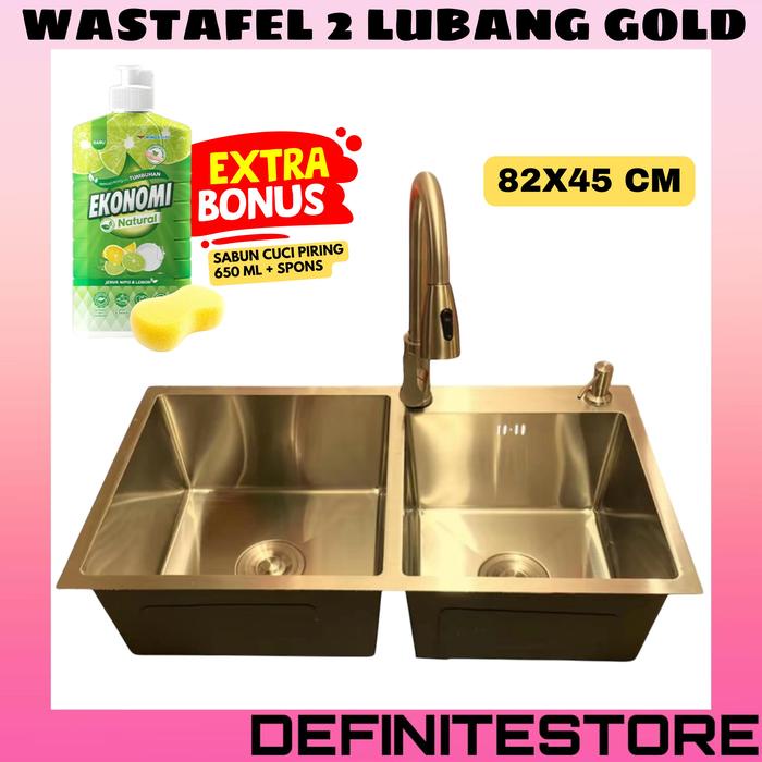 New Kitchen Sink 2 Lubang Wastafel Cuci Piring 2 Lubang Bak Cuci Piring 2 Lubang Stainless Steel