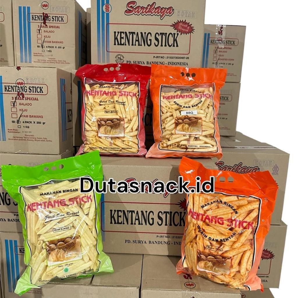 

1 karton STICK KENTANG PREMIUM sarikaya isi 4 karung - gurih by dutasnack.id