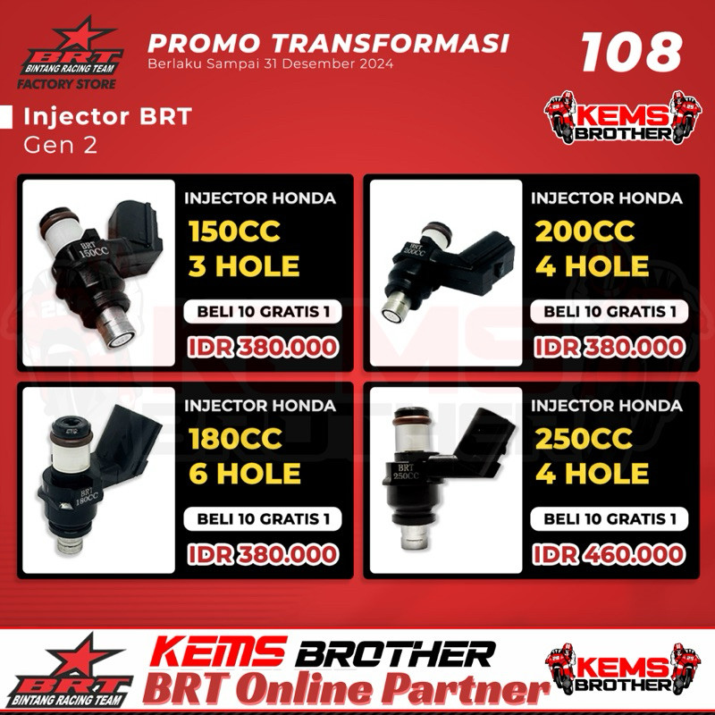 Injektor Racing Original BRT Honda CRF150 Vario PCX Beat Sonic GTR Vespa Verza CB150 New Genio 3