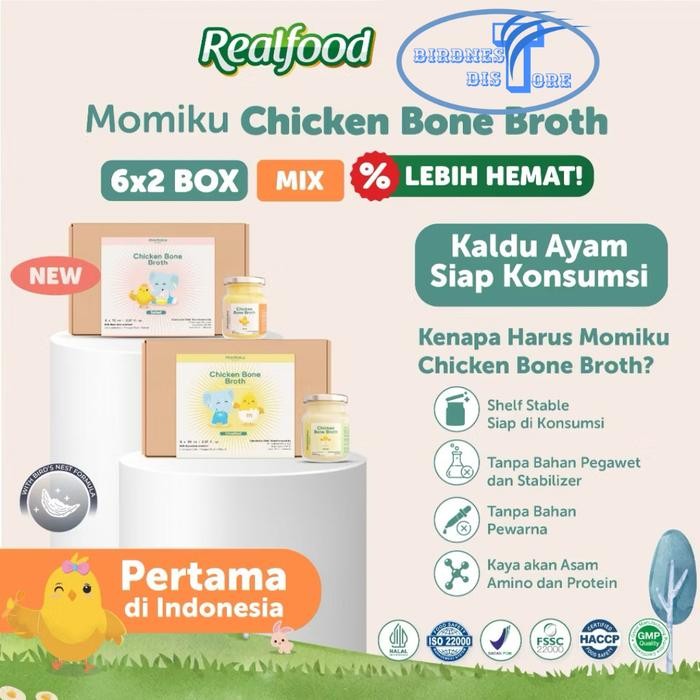 

BisaInstan- Realfood Momiku Chicken Bone Broth Salted Dan Unsalted ISI 6 JAR DAN 12 JAR Terbuat Dari