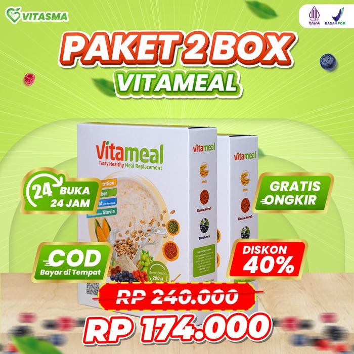 

VITAMEAL 2 BOX SEREAL OAT HERBAL PENGGANTI SARAPAN [MAKANAN ENAK, FOOD, GRANOLA OATMEAL]