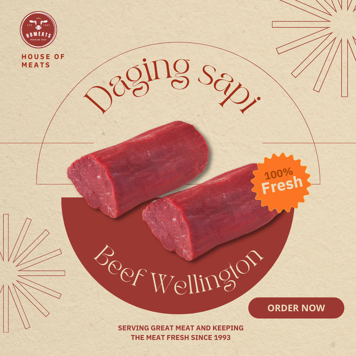 

Kirim,HariYgSama- Daging Sapi Lokal Segar Has Dalam Tenderloin Beef Wellington 1000 Gram