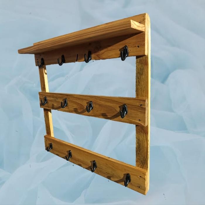 Rak Gelas Tempel Dinding - Model Baru Kayu Paku Plastik - Asli