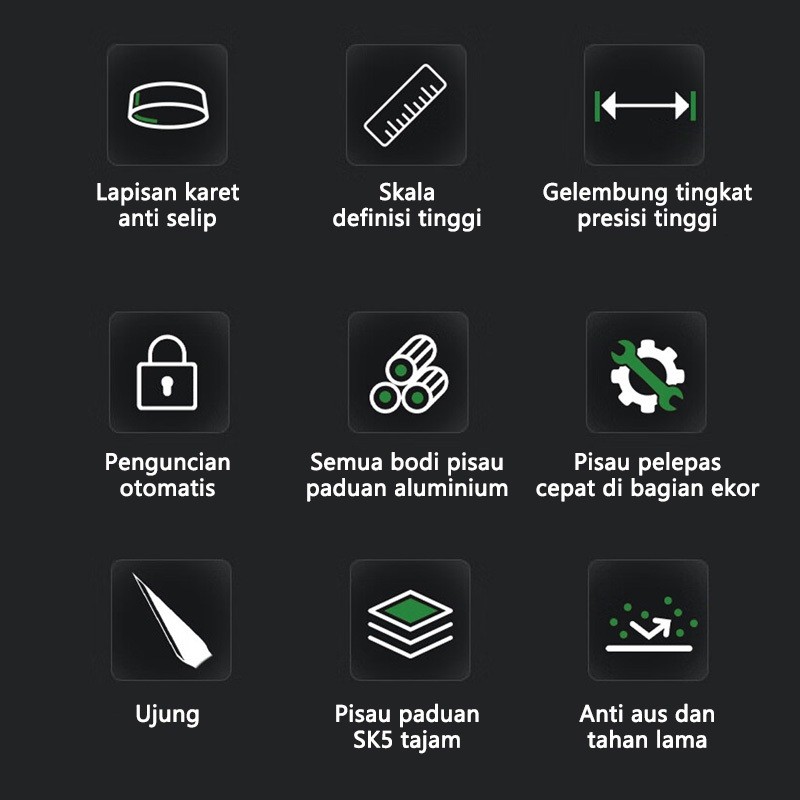 

ISKU Cutter multifungsi paduan aluminium/Knife Cutter Knife Auto Lock Cutter SK5 Bahan