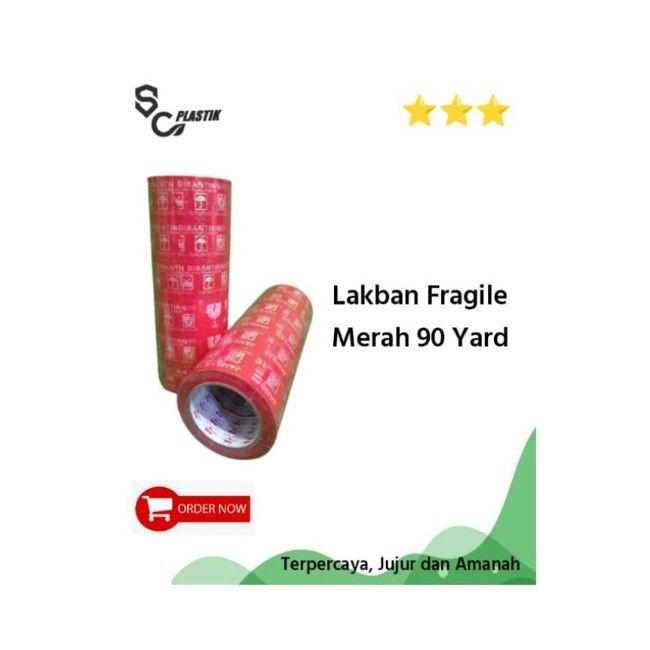 

Lakban FRAGILE MERAH 100yard (1 slop isi 6roll tidak ECER SATUAN)