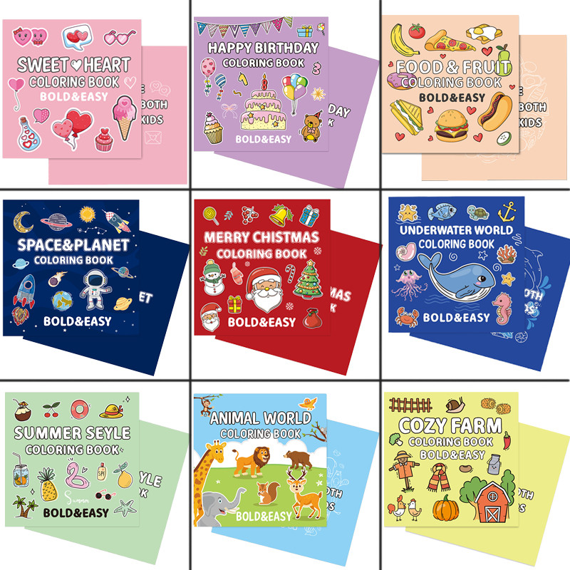 

Kid Fun Coloring Book Montessori Drawing Toy Food Fruit Christmas Cartoon Graffiti Painting Books