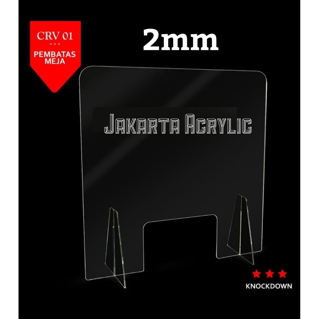 

Partisi Acrylic 2mm 60x60cm Sekat Meja Akrilik Pembatas