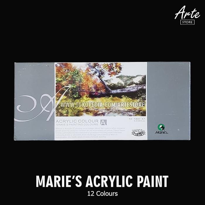 

ready stok cat acrylic maries 12 warna original