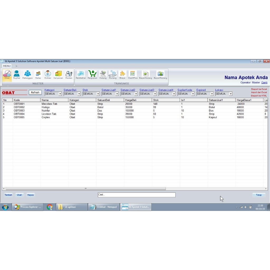 SOFTWARE APOTEK MULTI SATUAN JUAL