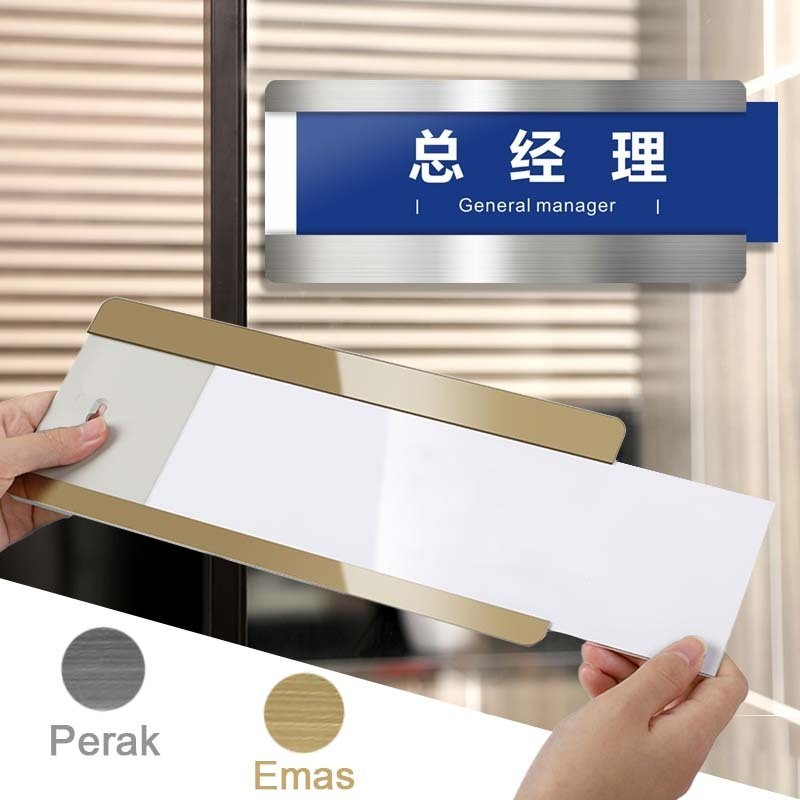 

Name Plate Holder Costum Tulisan Name Sign Holder Aluminium Papan Nama Akrilik Sliding Stainless
